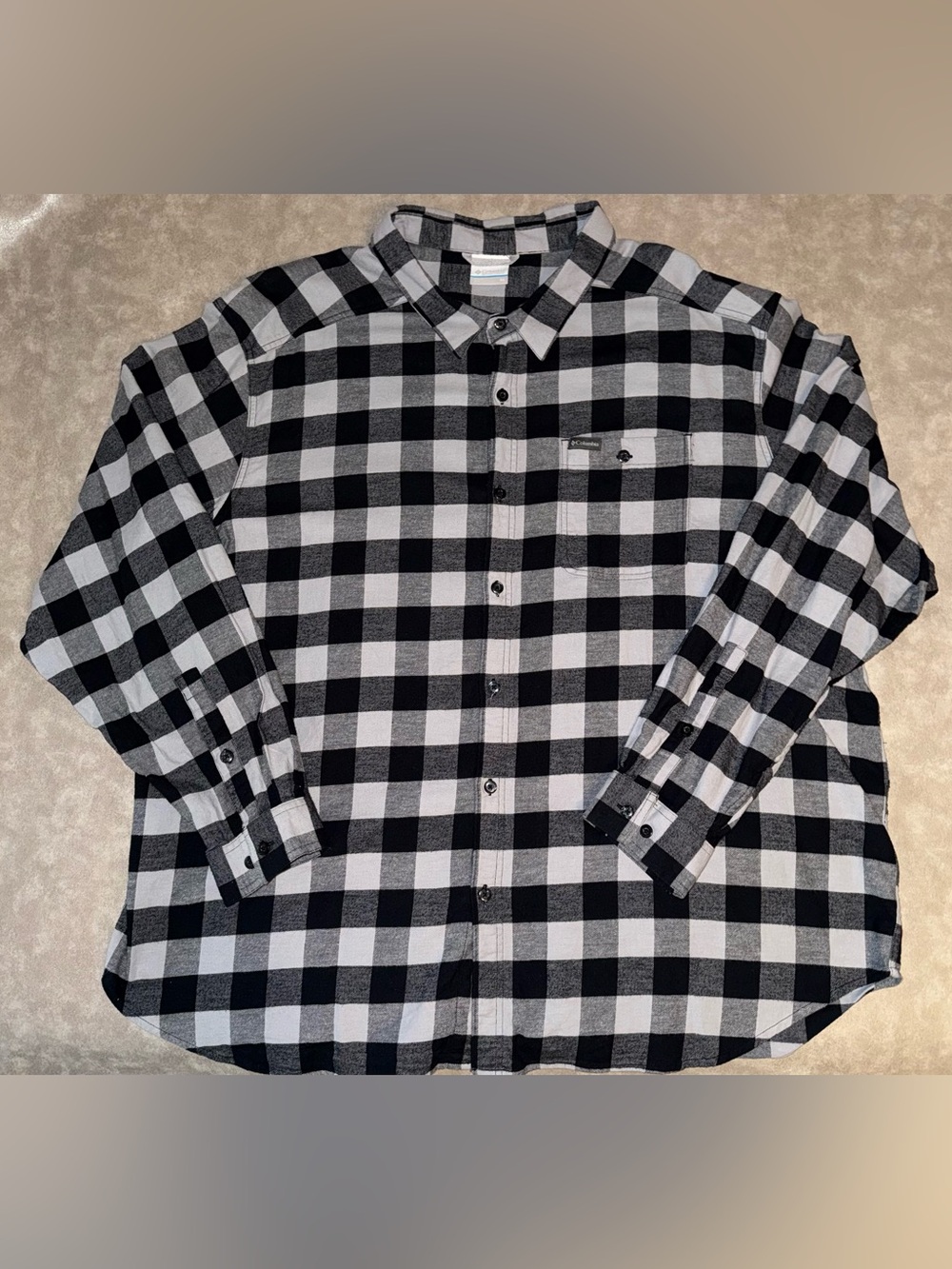 Columbia Men’s 4X Buffalo Plaid Button Down Shirt Black Gray Stretch